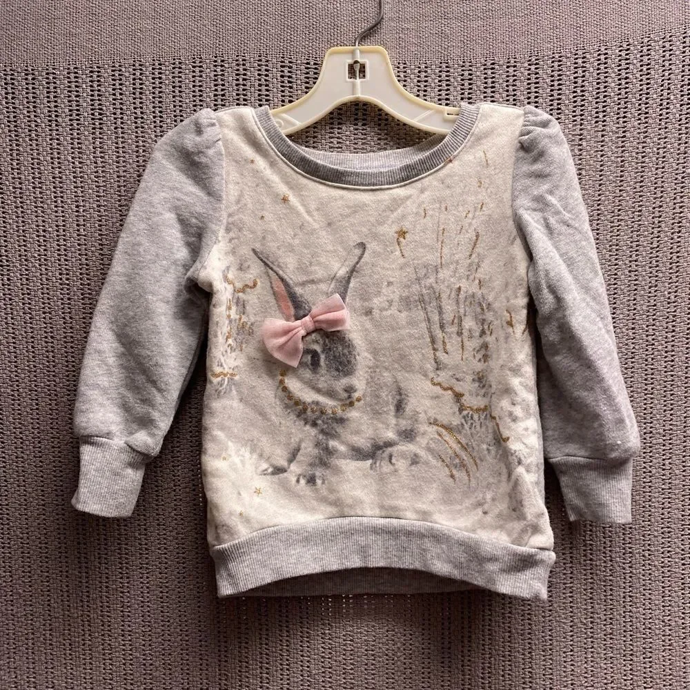 Toddler girls epic threads bunny with bow and gold glitter sweatshirt